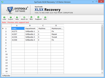 SysTools XLSX Recovery screenshot