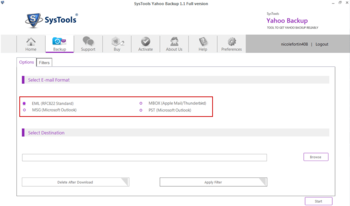 SysTools Yahoo Backup screenshot 2