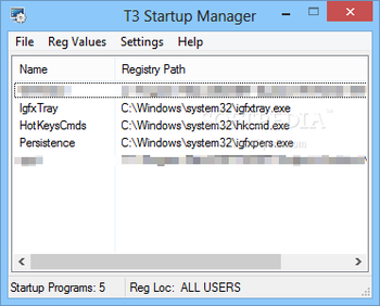 T3 StartUp Manager screenshot