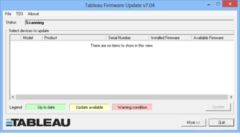 Tableau Firmware Update screenshot