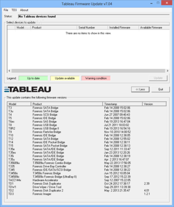 Tableau Firmware Update screenshot 2
