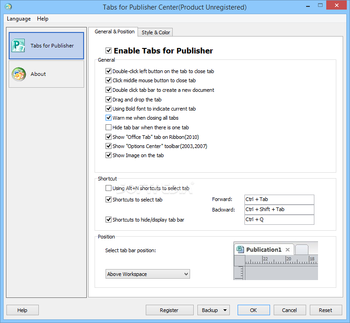 Tabs for Publisher screenshot