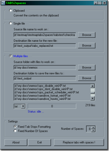 TABS2spaces screenshot 2