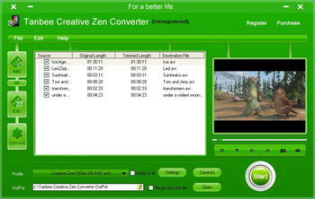 Tanbee Creative Zen Converter screenshot