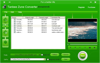 Tanbee Zune Converter screenshot
