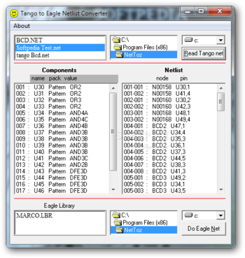 Tango to Eagle Netlist Converter screenshot