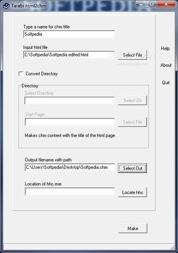 Tarabi html2chm screenshot