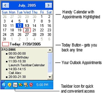 TaskbarCalendar screenshot