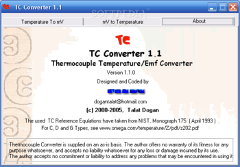 TCConverter Thermocouple Temp-Emf Converter screenshot 3
