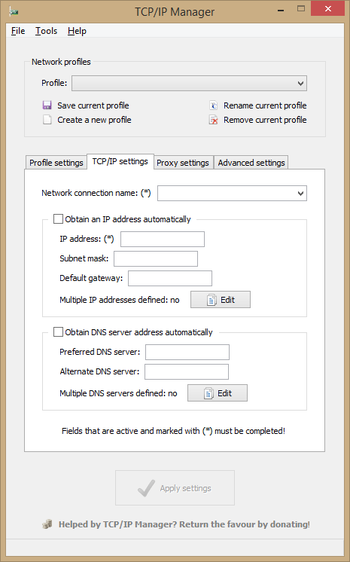 TCP/IP Manager screenshot