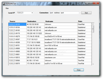 TCPSniffer screenshot