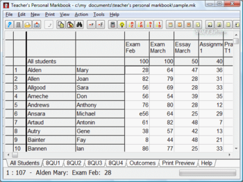 Teachers Personal Markbook screenshot 2