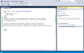 Team Explorer for Microsoft Visual Studio screenshot