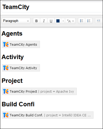 TeamCity for Confluence screenshot