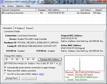 Technitium MAC Address Changer screenshot