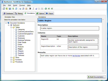 TechWriter for Databases screenshot