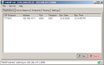 TekSIP screenshot