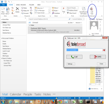 Telebroad Outlook Plugin screenshot