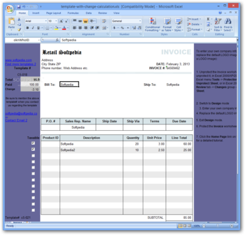 Template with Change Calculation screenshot