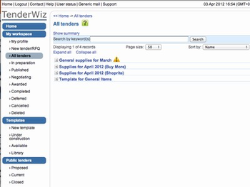 TenderWiz screenshot
