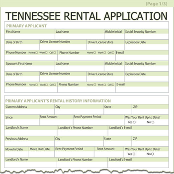 Tennessee Rental Application screenshot