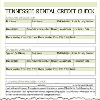 Tennessee Rental Credit Check screenshot