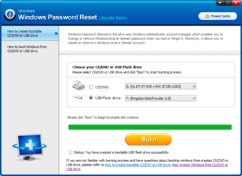 Tenorshare Windows Password Reset Ultimate screenshot
