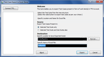 Test Case Export to Excel screenshot