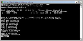 TestDisk and PhotoRec  screenshot