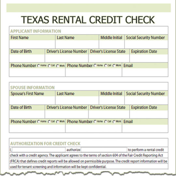 Texas Rental Credit Check screenshot