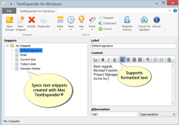 Text Expander screenshot