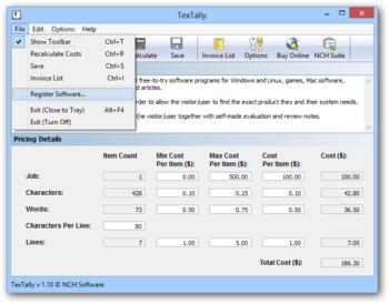 TexTally screenshot 2