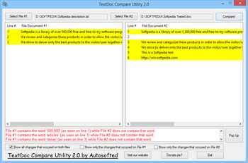 TextDoc Compare Utility screenshot