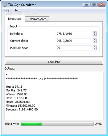 The Age Calculator screenshot