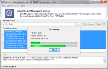 The Bat to Outlook Transfer screenshot