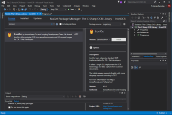The C# OCR Library screenshot