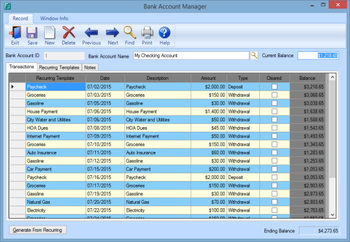 The Family Bank Information System screenshot