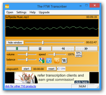 The FTW Transcriber screenshot