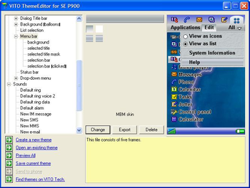 ThemeEditor for Sony Ericsson P900 v1.0 screenshot 2