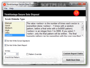 ThinkVantage Secure Data Disposal screenshot
