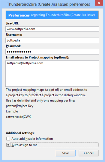 Thunderbird2Jira (Create Jira Issue) screenshot 2