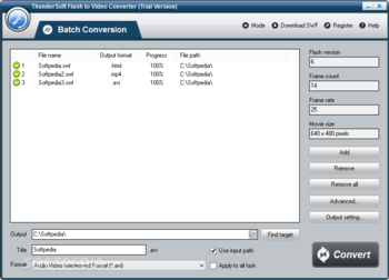 ThunderSoft Flash to Video Converter screenshot 4