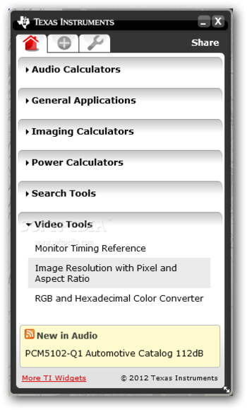 TI Widgets Toolbox screenshot