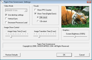 Tigers Free Screensaver screenshot