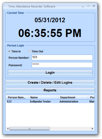 Time Attendance Recorder Software screenshot