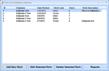 Time Card Database Software screenshot