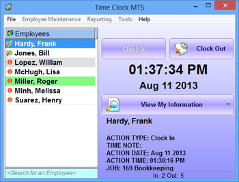 Time Clock MTS screenshot