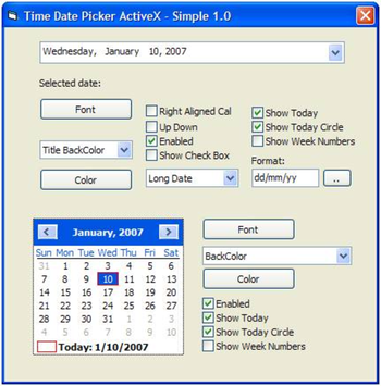 Time Date Picker ActiveX (OCX) screenshot