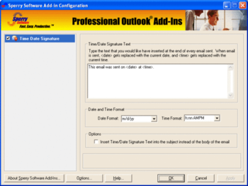 Time Date Signature for Outlook 2003/Outlook 2002/Outlook 2000 screenshot