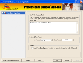 Time Date Signature for Outlook 2007/Outlook 2010  screenshot